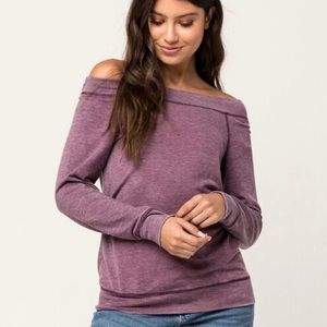 {Sky and Sparrow} Off the Shoulder Sweatshirt